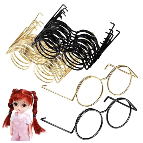 MOLUCKFU 20 Stück Miniatur Puppenbrille Teiliges aus Langlebigem Kupfer Metallrahmen Einfach Metallische Goldfarbene und Schwarze Brillen für Puppen Kostüme und Accessoires MOLUCKFU 20 Stück Miniatur Puppenbrille Teiliges aus Langlebigem Kupfer Metallrahmen Einfach Metallische Goldfarbene und Schwarze Brillen für Puppen Kostüme und Accessoires von MOLUCKFU