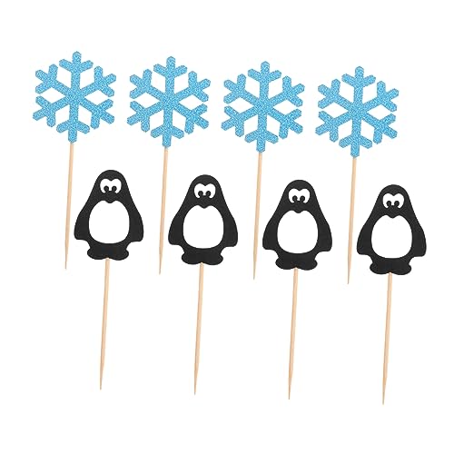 MOLUCKFU 24 Stücke Kuchen Dekorationen Für Mädchen Geburtstag Party Pinguin Schneeflocke Kuchen Topper Lichtecht von MOLUCKFU