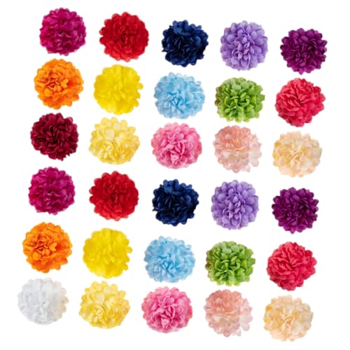 MOLUCKFU 40 Stück Künstliche Melaleuca Blumen Aus Seidenpapier, DIY Kugelchrysanthemen (Gemischte Farben, 35 Stück), Künstliche Blütenköpfe, Künstliche Blütenköpfe, Seidenblumenköpfe Zum von MOLUCKFU