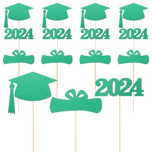 MOLUCKFU 2024 Graduation Party Tafelaufsatz Dekorationen Grüne Grad Picks für Vase 3er Pack X 5 Sets Tischdekorationen von MOLUCKFU