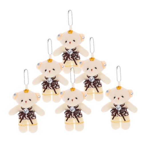MOLUCKFU 6 Stück Hochzeitsbärenspielzeug, Ausgestopfter Kleiner Bär, Entzückender Bärenanhänger, Bärenspielzeug, Mini Bärenfiguren, Tragbare Bärenfiguren, Kleine Bären, Bärenanhänger, von MOLUCKFU