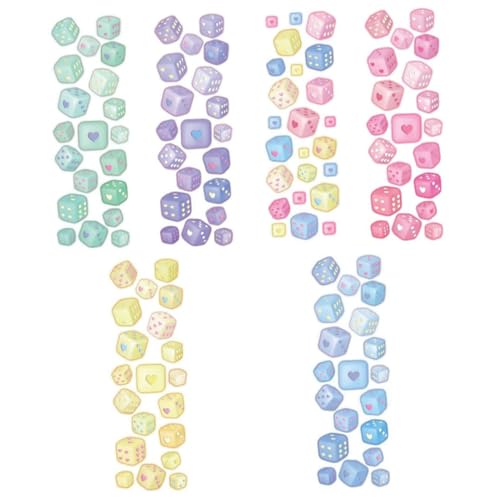 MOLUCKFU 6blätter Herz Dice Aufkleber Bunte Scrapbook Sticker Für Handwerk Dekoration Alben Und Notizbücher Langlebig Und Vielseitig Einsetzbar von MOLUCKFU