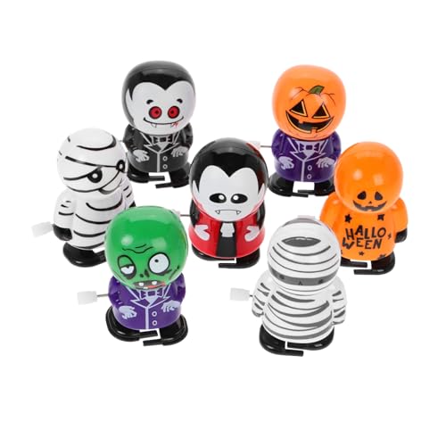 MOLUCKFU 7 Stück Teiliges Halloween Wind Up Leichte Aufziehfiguren mit Gruseligen Motiven Wie Vampir Kürbis Zombie als Party Goodie und Dekoratives Mitgebsel von MOLUCKFU