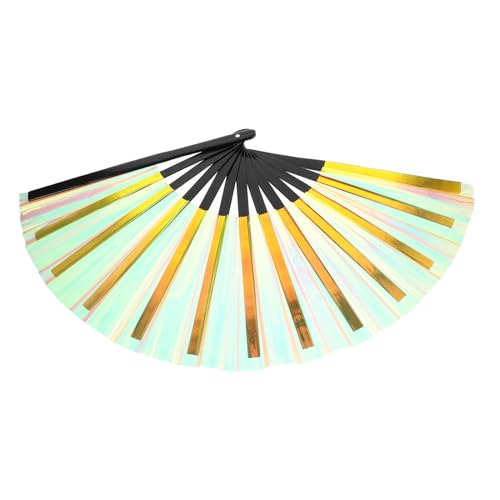 MOLUCKFU Chinesischer Faltbarer Handfächer mit Buntem PVC Stabiles Design Vielseitiger Tanz und Party Prop für Hochzeit Bühne und Sommergebrauch Handlicher Klappfächer in Gold MOLUCKFU Chinesischer Faltbarer Handfächer mit Buntem PVC Stabiles Design Vielseitiger Tanz und Party Prop für Hochzeit Bühne und Sommergebrauch Handlicher Klappfächer in Gold von MOLUCKFU