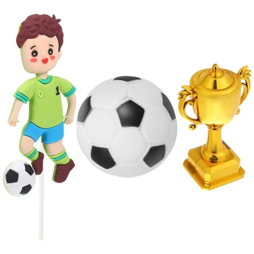 MOLUCKFU Fußball Geburtstag Kuchen Dekorationen Fußball Tortenaufsätze in Leuchtenden Farben Leicht und Robust Anpassbar für Verschiedene Kuchen Partydeko für Fußballfeiern von MOLUCKFU