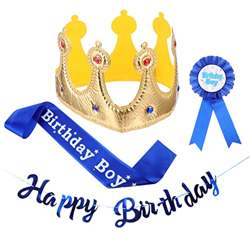 MOLUCKFU Party-dekorationsset Für Jungen Zum Ersten Geburtstag Dekorationen Für Den Ersten Geburtstag Geburtstagskrone Schärpe Und Abzeichen Banner König Party-zubehör MOLUCKFU Party-dekorationsset Für Jungen Zum Ersten Geburtstag Dekorationen Für Den Ersten Geburtstag Geburtstagskrone Schärpe Und Abzeichen Banner König Party-zubehör von MOLUCKFU