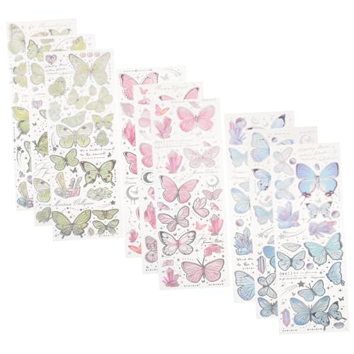 MOLUCKFU Schmetterling Sticker Set 9 Stück Planer Sticker Scrapbooking Zubehör Basteldeko Journaling Sticker Haustier Material MOLUCKFU Schmetterling Sticker Set 9 Stück Planer Sticker Scrapbooking Zubehör Basteldeko Journaling Sticker Haustier Material von MOLUCKFU
