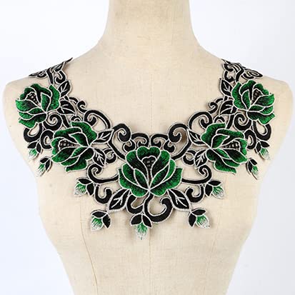 Grüner Blumen-Spitzenkragen, Stoffbesatz, DIY-Stickerei, Ausschnitt, Kragen, Applikation, Nähen, Basteln, Scrapbooking von MOLUO