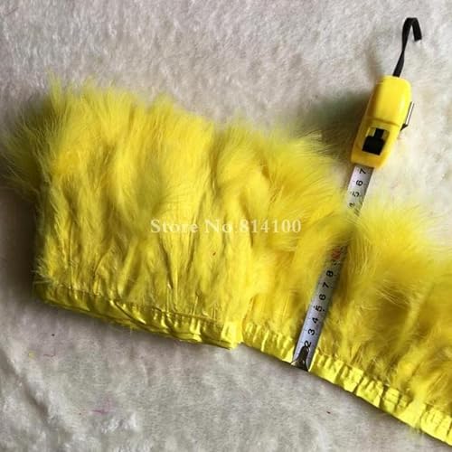 MOLUO 2 Meter/Menge 5-6 Zoll gelbe Federborte Kleidfeder zum Nähen von Truthahnfransen mit Satin-Fibbon-Kostümen Federschnitzereien von MOLUO