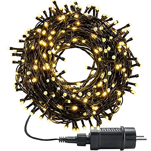 MOLVCE LED Lichterkette außen und innen Warmweiß Weihnachtsbeleuchtung Lichterkette mit 8 Leuchtmodi + Timer + Memory-Funktion, Wasserdicht für Weihnachtsbaum, Party, Hochzeit, Balkon, 30m, 300LEDs von MOLVCE