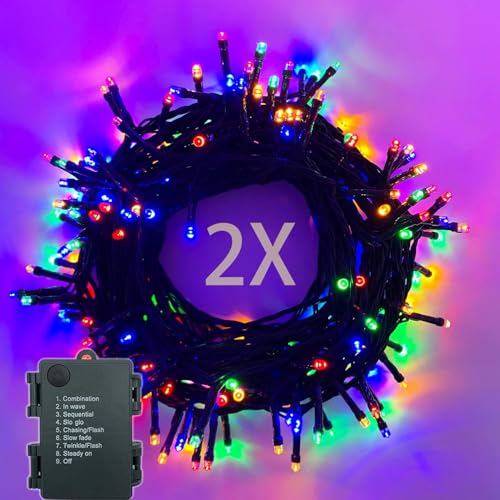 Lichterkette Batterie 2stk 100LEDs 10m LED Lichterkette Außen und Innen mit Timer, 8 Modi Lichterketten Batteriebetrieben für Weihnachten, Garten, Partys, Grünes Kabel Wasserdichte, Bunt Lichterkette Batterie 2stk 100LEDs 10m LED Lichterkette Außen und Innen mit Timer, 8 Modi Lichterketten Batteriebetrieben für Weihnachten, Garten, Partys, Grünes Kabel Wasserdichte, Bunt von MOLVCE