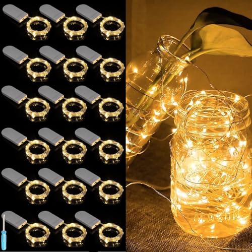 MOLVCE 18Stück LED Lichterkette Batterie Betrieben Innen und Außen, 2M 20LED Micro Silber Kupferdraht LED Lichterkette für Flasche, Hochzeit, Garten, Weihnachten, Halloween, Party, Warmweiß MOLVCE 18Stück LED Lichterkette Batterie Betrieben Innen und Außen, 2M 20LED Micro Silber Kupferdraht LED Lichterkette für Flasche, Hochzeit, Garten, Weihnachten, Halloween, Party, Warmweiß von MOLVCE