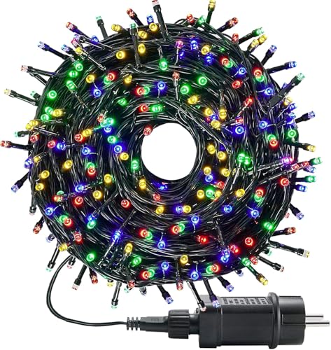 MOLVCE LED Lichterkette außen und innen RGB Weihnachtsbeleuchtung Lichterkette mit 8 Leuchtmodi + Timer + Memory-Funktion, Wasserdicht für Weihnachtsbaum, Party, Hochzeit, Balkon, 60m, 600LEDs von MOLVCE
