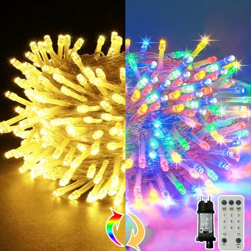 MOLVCE Led Lichterkette Außen 20M 200leds, Lichterkette Inner Strom mit 11 Modi, Fernbedienung, Dimmbar, Speicherfunktion und Timer, Lichterkette Weihnachtsbaum für Garten, Rasen, Balkon, Party von MOLVCE