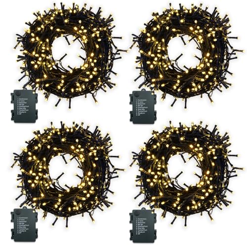 MOLVCE Lichterkette Batterie 4stk 100LEDs 10m LED Lichterkette Außen und Innen mit Timer, 8 Modi Lichterketten Batteriebetrieben für Weihnachten, Grünes Kabel Wasserdichte, Warmweiß MOLVCE Lichterkette Batterie 4stk 100LEDs 10m LED Lichterkette Außen und Innen mit Timer, 8 Modi Lichterketten Batteriebetrieben für Weihnachten, Grünes Kabel Wasserdichte, Warmweiß von MOLVCE