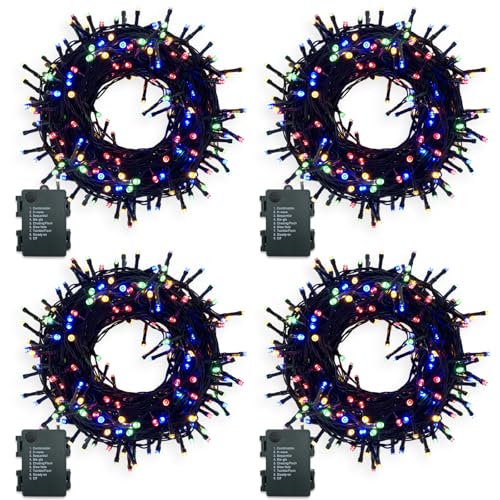 MOLVCE Lichterkette Batterie 4stk 50LEDs 5m LED Lichterkette Außen und Innen mit Timer, 8 Modi Lichterketten Batteriebetrieben für Weihnachten, Garten, Partys, Grünes Kabel Wasserdichte, Bunt MOLVCE Lichterkette Batterie 4stk 50LEDs 5m LED Lichterkette Außen und Innen mit Timer, 8 Modi Lichterketten Batteriebetrieben für Weihnachten, Garten, Partys, Grünes Kabel Wasserdichte, Bunt von MOLVCE
