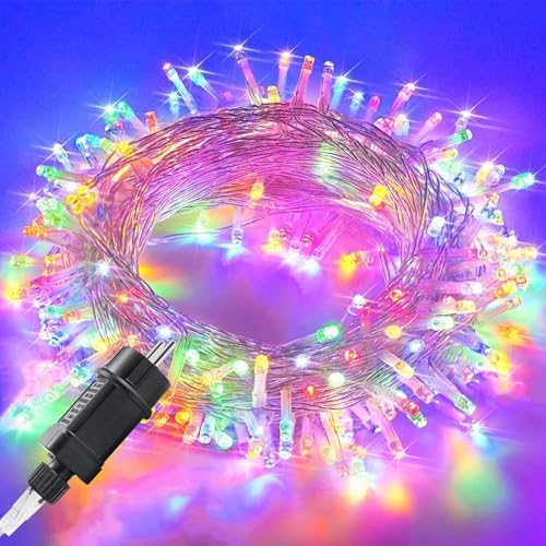 MOLVCE Lichterkette außen 100m 800er LED Lichterkette Weihnachtsbaum Strombetrieben mit Timer, Speicherfunktion, 8 Modi, IP44 Wasserdicht für Weihnachten Partys Hochzeit Halloween, Bunt von MOLVCE