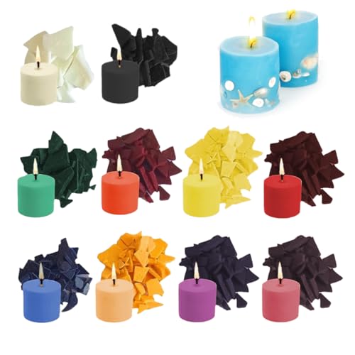 MOLZINY 10 Stück Kerzenwachs Farbe Kerzenfarbe Kerzen Farbe für Kerze Farbe Kerzen Färben DIY Wachsfarben Kerzenherstellung Kerzenwachs zum Gießen für Gelwachs Kerzen Selber Machen(10 * 5g) von MOLZINY