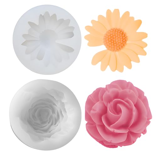 MOLZINY 2 Stück Kerzen Silikonformen Daisy Silicone Kerzenform 3D Rose Kerzenform Silikonformen Gießformen Kerzen Blumen Kerzenformen zum Gießen Blumen für DIY Handgefertigten MOLZINY 2 Stück Kerzen Silikonformen Daisy Silicone Kerzenform 3D Rose Kerzenform Silikonformen Gießformen Kerzen Blumen Kerzenformen zum Gießen Blumen für DIY Handgefertigten von MOLZINY