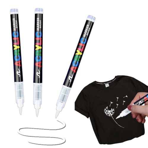 MOLZINY 3 Stück Waschmaschinenfest Weicher Stift Textilmarker Lichtecht und Wasserfeste 1-5mm Weiß Textilstifte Permanent Stoffmalstifte für T-Shirt Stoffbeutel Basteln MOLZINY 3 Stück Waschmaschinenfest Weicher Stift Textilmarker Lichtecht und Wasserfeste 1-5mm Weiß Textilstifte Permanent Stoffmalstifte für T-Shirt Stoffbeutel Basteln von MOLZINY