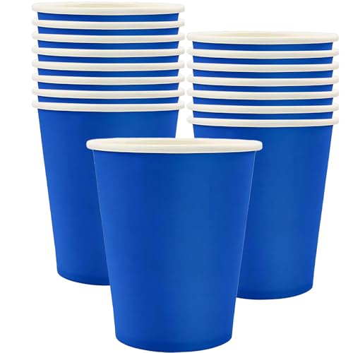 MOMAHUA 16 Stück Blau Pappbecher, 250ml Becher Papier Partybecher Trinkbecher Hochzeit Cups für Hochzeit, Kinder DIY, Partybedarf, Tee, Heißen und Kalten Getränken Kaffee Becher von MOMAHUA