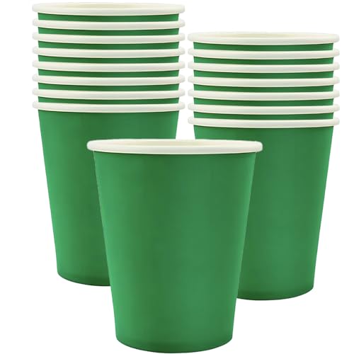 MOMAHUA 16 Stück Grün Pappbecher, 250ml Becher Papier Partybecher Trinkbecher Hochzeit Cups für Hochzeit, Kinder DIY, Partybedarf, Tee, Heißen und Kalten Getränken Kaffee Becher von MOMAHUA