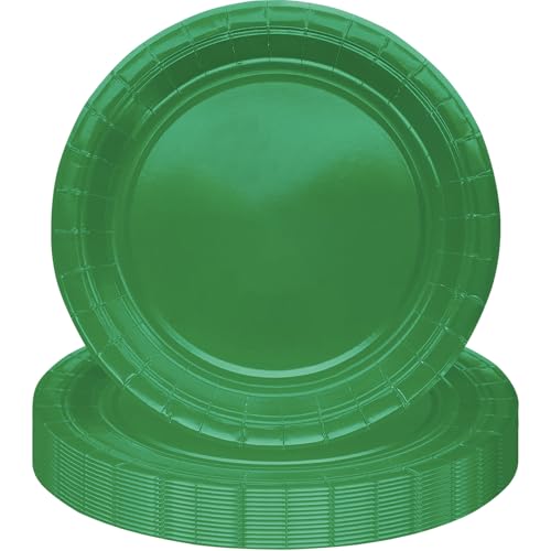 MOMAHUA 16 Stück Grün Pappteller Partygeschirr Set für 16 Gäste, 18CM Rund Teller Geschirr, 7inch Partyteller Geschirr Tisch Dekorationen Partygeschirr für Hochzeit Garten Geburtstag Party von MOMAHUA