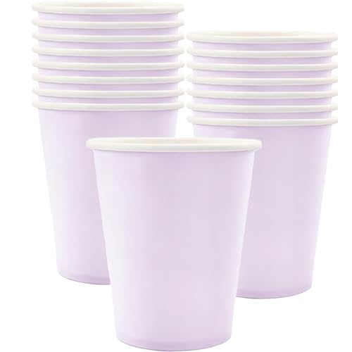 MOMAHUA 16 Stück Hellviolett Pappbecher, 250ml Becher Papier Partybecher Trinkbecher Hochzeit Cups für Hochzeit, Kinder DIY, Partybedarf, Tee, Heißen und Kalten Getränken Kaffee Becher von MOMAHUA