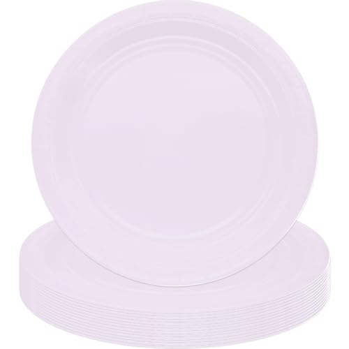 MOMAHUA 16 Stück Hellviolett Pappteller Partygeschirr Set für 16 Gäste, 18CM Rund Teller Geschirr, 7inch Partyteller Geschirr Tisch Dekorationen Partygeschirr für Hochzeit Garten Geburtstag Party von MOMAHUA