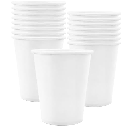 MOMAHUA 16 Stück Weiß Pappbecher, 250ml Becher Papier Partybecher Trinkbecher Hochzeit Cups für Hochzeit, Kinder DIY, Partybedarf, Tee, Heißen und Kalten Getränken Kaffee Becher von MOMAHUA