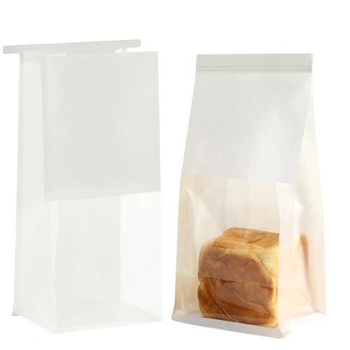MOMAHUA 30 Stück Kraftpapier Brotbeutel mit Fenster Zinnverschluss, 13x28cm Toast Verpackung Taschen Weiß Butterbrottüten Papiertüten Bäcker Bäckertüten für Brot Keks SüßIgkeiten Hausgemachtes Brot von MOMAHUA