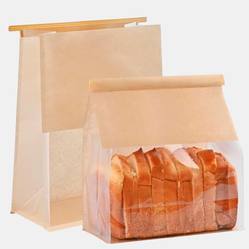 MOMAHUA 30 Stück Kraftpapier Brotbeutel mit Fenster Zinnverschluss, 22x28cm Toast Verpackung Taschen Braun Butterbrottüten Papiertüten Bäcker Bäckertüten für Brot Keks SüßIgkeiten Hausgemachtes Brot von MOMAHUA