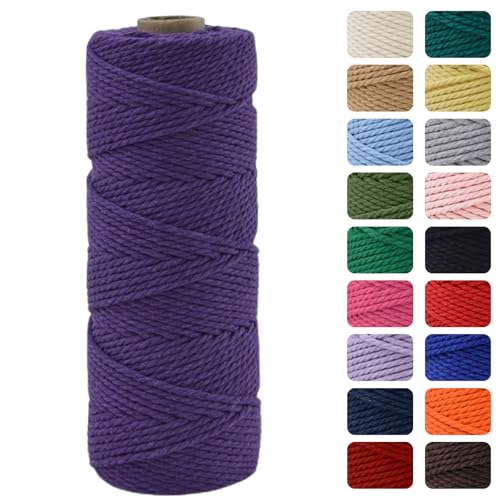 MOMAHUA 3mm Dunkelviolett Makramee Garn, 100m Makramee Baumwollgarn 2mm/3mm, Baumwollkordel Natur, Baumwoll Bastelschnur für Basteln Stricken Boho Deko DIY Handwerk Wandbehang Wohnzimmer Balkon MOMAHUA 3mm Dunkelviolett Makramee Garn, 100m Makramee Baumwollgarn 2mm/3mm, Baumwollkordel Natur, Baumwoll Bastelschnur für Basteln Stricken Boho Deko DIY Handwerk Wandbehang Wohnzimmer Balkon von MOMAHUA