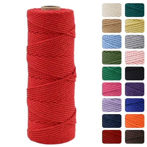 MOMAHUA 3mm Rot Makramee Garn, 100m Makramee Baumwollgarn 2mm/3mm, Baumwollkordel Natur, Baumwoll Bastelschnur für Basteln Stricken Boho Deko DIY Handwerk Wandbehang Wohnzimmer Balkon MOMAHUA 3mm Rot Makramee Garn, 100m Makramee Baumwollgarn 2mm/3mm, Baumwollkordel Natur, Baumwoll Bastelschnur für Basteln Stricken Boho Deko DIY Handwerk Wandbehang Wohnzimmer Balkon von MOMAHUA