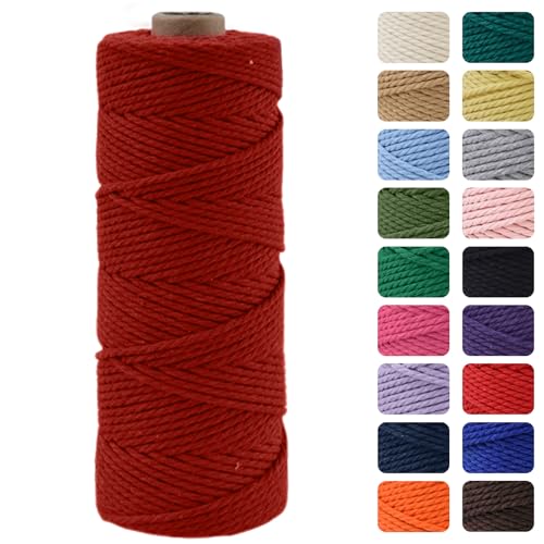 MOMAHUA 3mm Weinrot Makramee Garn, 100m Makramee Baumwollgarn 2mm/3mm, Baumwollkordel Natur, Baumwoll Bastelschnur für Basteln Stricken Boho Deko DIY Handwerk Wandbehang Wohnzimmer Balkon MOMAHUA 3mm Weinrot Makramee Garn, 100m Makramee Baumwollgarn 2mm/3mm, Baumwollkordel Natur, Baumwoll Bastelschnur für Basteln Stricken Boho Deko DIY Handwerk Wandbehang Wohnzimmer Balkon von MOMAHUA