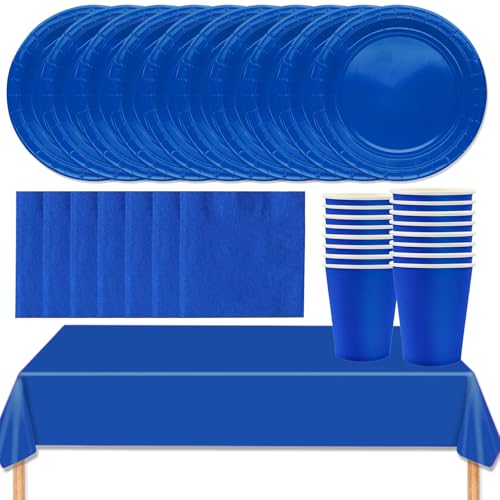 MOMAHUA 69 Stück Blau Partygeschirr Set für 16 Gäste,Papiergeschirr Set,Geburtstag Party Geschirr Set mit Tischdecke Pappteller Servietten Becher für Hochzeiten,Weihnachten Geburtstagsparty Deko MOMAHUA 69 Stück Blau Partygeschirr Set für 16 Gäste,Papiergeschirr Set,Geburtstag Party Geschirr Set mit Tischdecke Pappteller Servietten Becher für Hochzeiten,Weihnachten Geburtstagsparty Deko von MOMAHUA