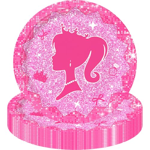MOMAHUA Partyteller, 23 cm, Prinzessinnen-Dekorationen für Kinder, Tischdekoration, Geburtstagsparty-Zubehör für 16 Gäste, Hot Pink, 16 Stück von MOMAHUA
