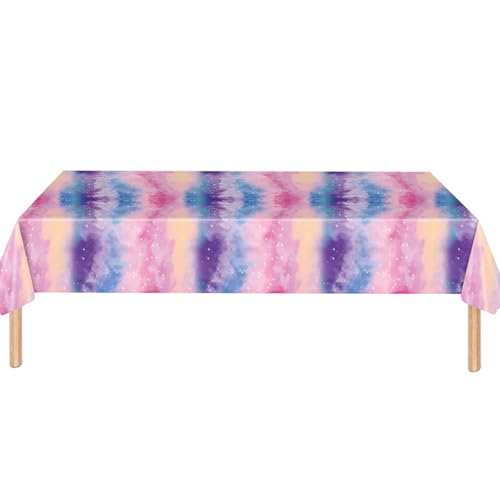 MOMAHUA Weltraum Galaxie Party Tischdecke Sternenhimmel Pastell, 137 x 274cm Space Galaxy Tischtuch Rechteckige Tischdecke für Babyparty Jungen Mädchen Geburtstagsparty Hochzeit Weihnachten Zubehör von MOMAHUA