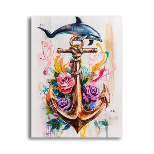 MOMAKA 5D Diamond Painting Kits Anker, DIY Diamant Malerei Full Drill Set, Runde Diamant Arts Craft Cross Stickerei Malerei Kits für die Home Wanddekoration 30x40 cm rk487 von MOMAKA