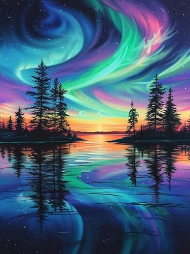 MOMAKA 5D Diamond Painting Kits Aurora,für Erwachsene, DIY Diamant Malerei Full Drill Set Baum, Runde Diamant Arts Craft Cross Stickerei Malerei Kits für die Home Wanddekoration 30x40cm-63 MOMAKA 5D Diamond Painting Kits Aurora,für Erwachsene, DIY Diamant Malerei Full Drill Set Baum, Runde Diamant Arts Craft Cross Stickerei Malerei Kits für die Home Wanddekoration 30x40cm-63 von MOMAKA