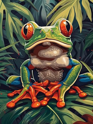 MOMAKA 5D Diamond Painting Kits Frosch,für Erwachsene, DIY Diamant Malerei Full Drill Set grüne Blatttiere, Runde Diamant Arts Craft Cross Stickerei Malerei Kits für die Home Wanddekoration 30x40cm-17 von MOMAKA