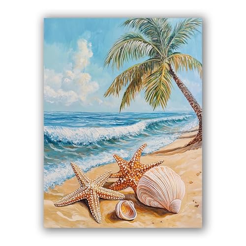 MOMAKA 5D Diamond Painting Kits Seesternschale, DIY Diamant Malerei Full Drill Set Kokospalme, Runde Diamant Arts Craft Cross Stickerei Malerei Kits für die Home Wanddekoration 30x40 cm MOMAKA 5D Diamond Painting Kits Seesternschale, DIY Diamant Malerei Full Drill Set Kokospalme, Runde Diamant Arts Craft Cross Stickerei Malerei Kits für die Home Wanddekoration 30x40 cm von MOMAKA