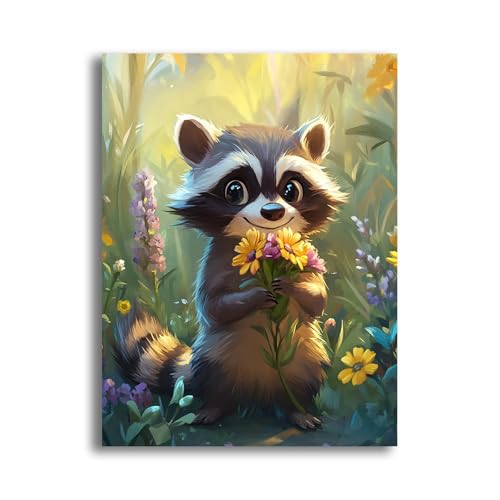 MOMAKA 5D Diamond Painting Kits Waschbär, DIY Diamant Malerei Full Drill Set, Runde Diamant Arts Craft Cross Stickerei Malerei Kits für die Home Wanddekoration 30x40 cm rk1795 von MOMAKA