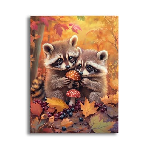 MOMAKA 5D Diamond Painting Kits Waschbär, DIY Diamant Malerei Full Drill Set, Runde Diamant Arts Craft Cross Stickerei Malerei Kits für die Home Wanddekoration 30x40 cm rk1860 von MOMAKA