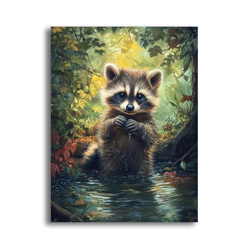 MOMAKA 5D Diamond Painting Kits Waschbär, DIY Diamant Malerei Full Drill Set, Runde Diamant Arts Craft Cross Stickerei Malerei Kits für die Home Wanddekoration 30x40 cm rk1906 von MOMAKA
