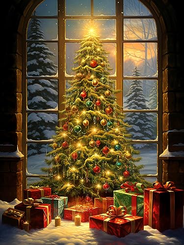 MOMAKA 5D Diamond Painting Kits Weihnachtsbaum,für Erwachsene, DIY Diamant Malerei Full Drill Set Geschenk, Runde Diamant Arts Craft Cross Stickerei Malerei Kits für die Home Wanddekoration 30x40cm-35 von MOMAKA