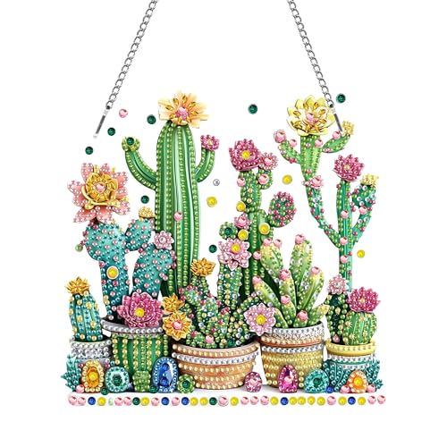MOMAKA Kaktus Diamond Painting Fensterbilder, Diamond Painting Anhänger, Diamond PaintingBlume, Diamant Painting mit Kette, Wandbehang Kits für Fenster Wand Eingang Garten Decor 20x20cm MOMAKA Kaktus Diamond Painting Fensterbilder, Diamond Painting Anhänger, Diamond PaintingBlume, Diamant Painting mit Kette, Wandbehang Kits für Fenster Wand Eingang Garten Decor 20x20cm von MOMAKA