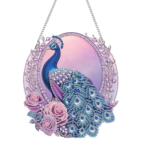 MOMAKA Pfau Diamond Painting Fensterbilder, Diamond Painting Anhänger, Diamond PaintingRose, Diamant Painting mit Kette, Wandbehang Kits für Fenster Wand Eingang Garten Decor 20x20cm MOMAKA Pfau Diamond Painting Fensterbilder, Diamond Painting Anhänger, Diamond PaintingRose, Diamant Painting mit Kette, Wandbehang Kits für Fenster Wand Eingang Garten Decor 20x20cm von MOMAKA