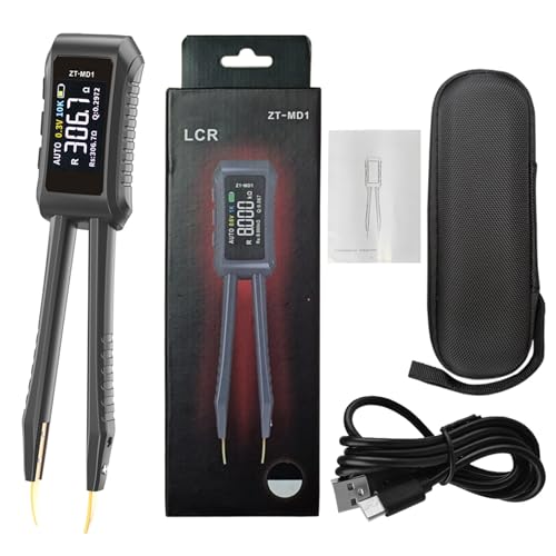 ZT-MD1 Mini Digital Pinzette 10KHz LCR SMD ESR Tester Höchste Präzision 0,5% Widerstand Kapazität Induktivität Kontinuität Dioden Messwerkzeuge (Schwarz) von MOMOTOU