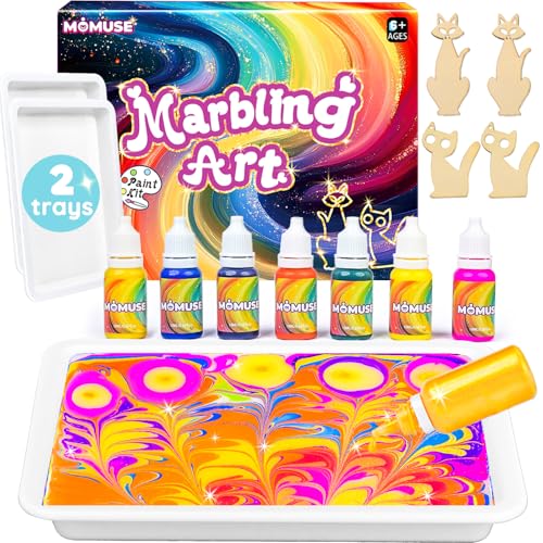 MOMUSE Bastelset Kinder ab 6 Jahre mit 2 Tabletts, Wasser-Marmorierfarbe-Set & Holz-Katzenfiguren, Kreatives Basteln Mädchen 8 Jahre, Coole Geschenke für Jungen Mädchen ab 6 8 9 10 12 Jahre MOMUSE Bastelset Kinder ab 6 Jahre mit 2 Tabletts, Wasser-Marmorierfarbe-Set & Holz-Katzenfiguren, Kreatives Basteln Mädchen 8 Jahre, Coole Geschenke für Jungen Mädchen ab 6 8 9 10 12 Jahre von MOMUSE